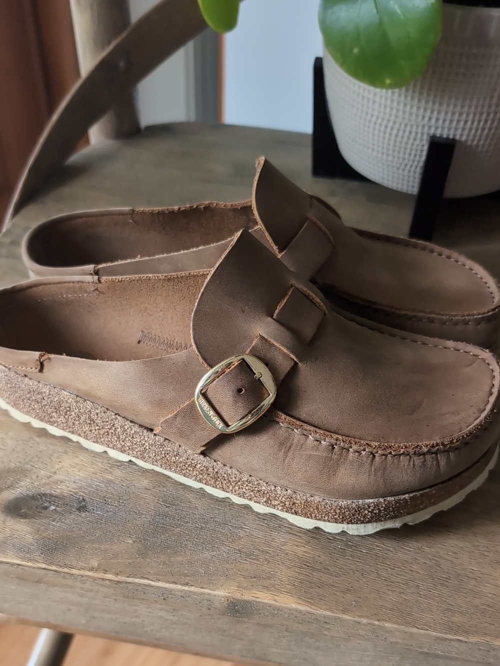 Birkenstock Buckley Clog - Oiled Leather 38 Regular Cognac Brown Tan - Picture 12 of 14